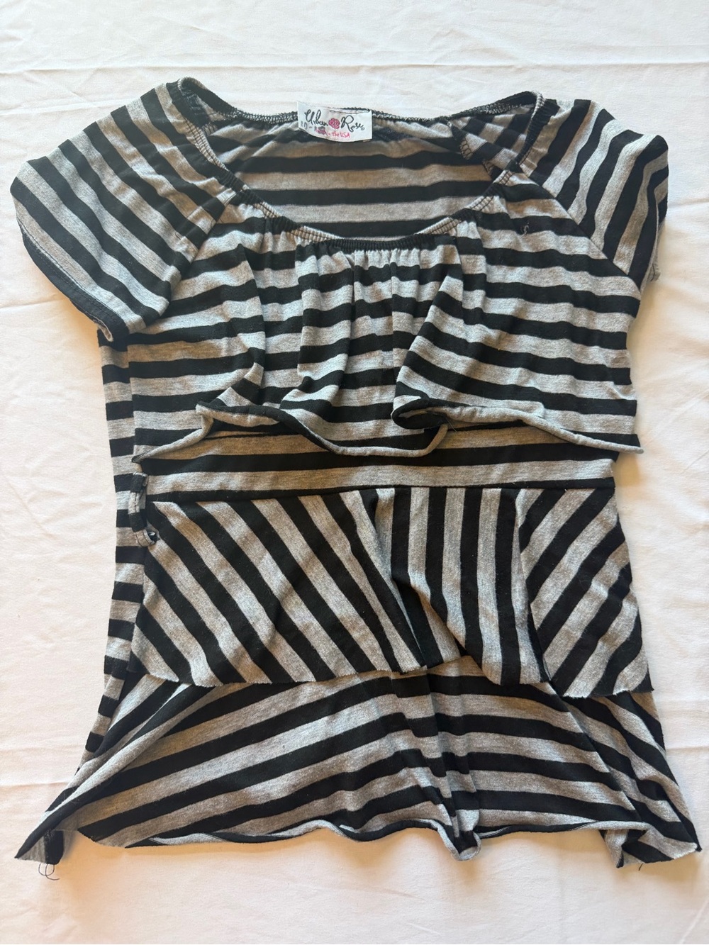 Girls' Striped Layered Top - Black & Gray by Ella Rae